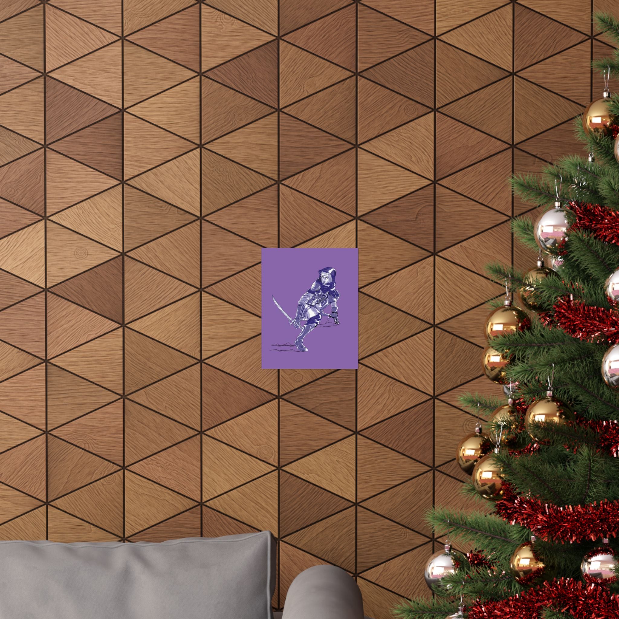 Female Assassin Matte Poster — Purple Fantasy Character Art