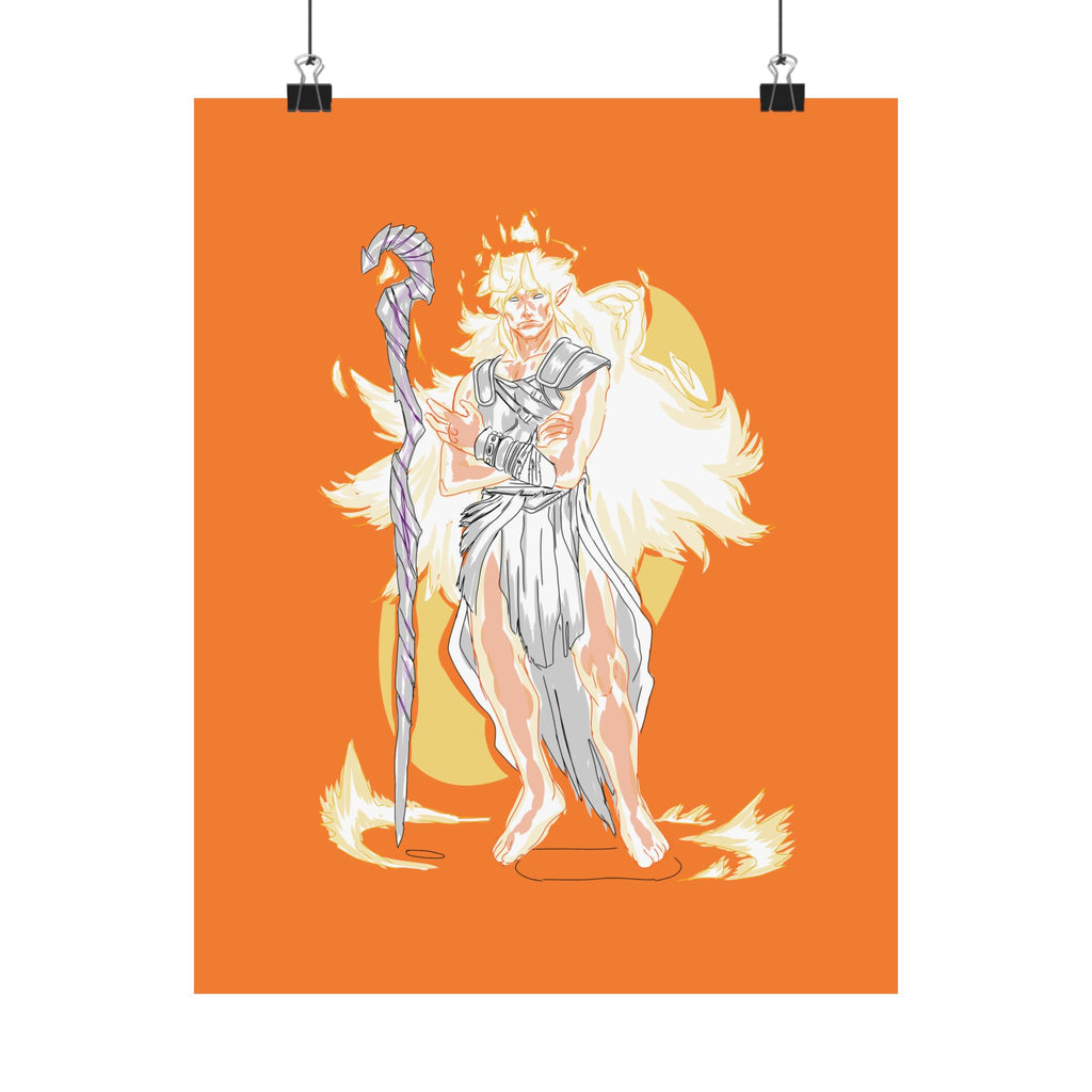 Flameborne Sorcerer — Matte Vertical Fantasy Wall Art