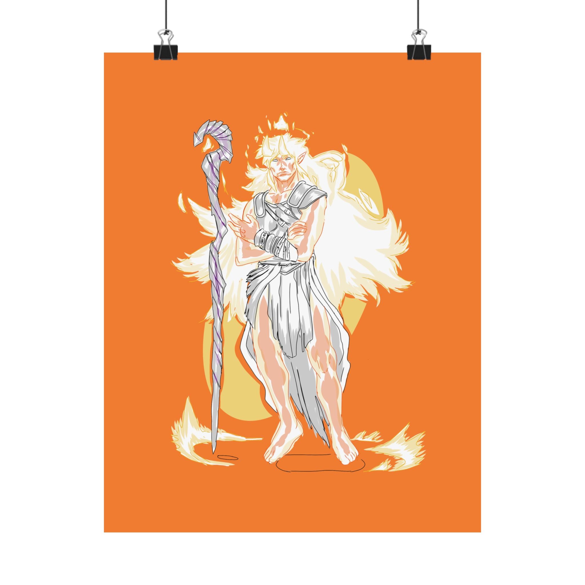 Flameborne Sorcerer — Matte Vertical Fantasy Wall Art