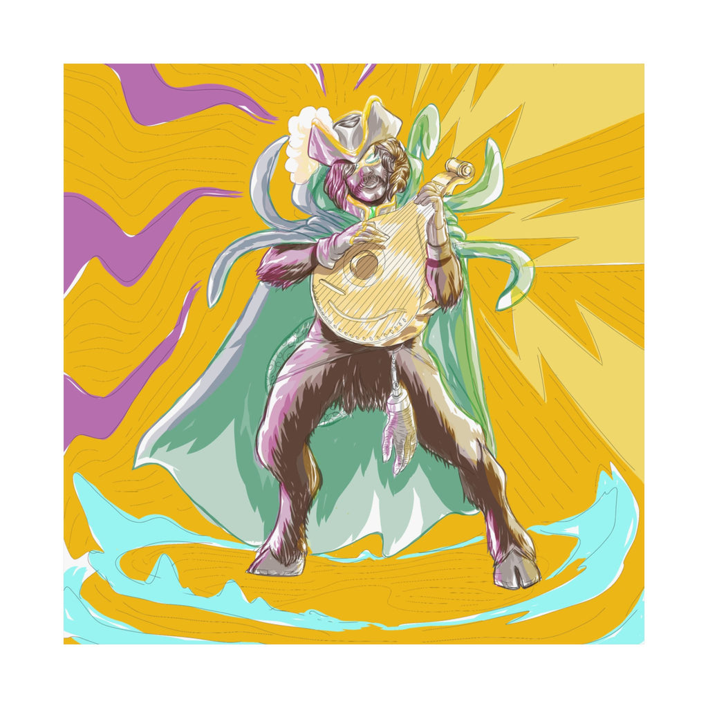 Satyr Ain't So — Vibrant Mythic Hero Matte Vertical Art Print