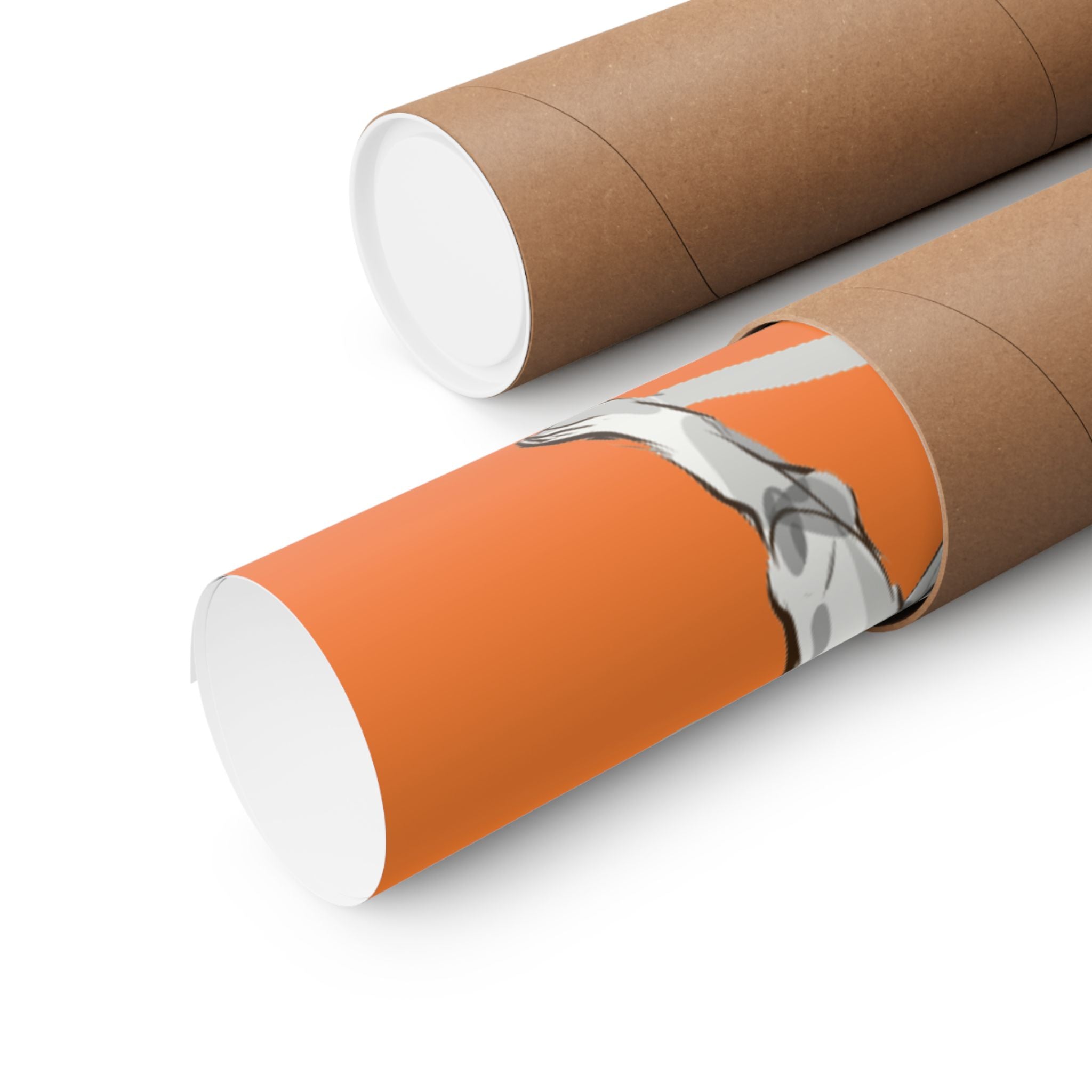 Sci‑Fantasy Warrior Poster — Orange Matte Vertical Art Print