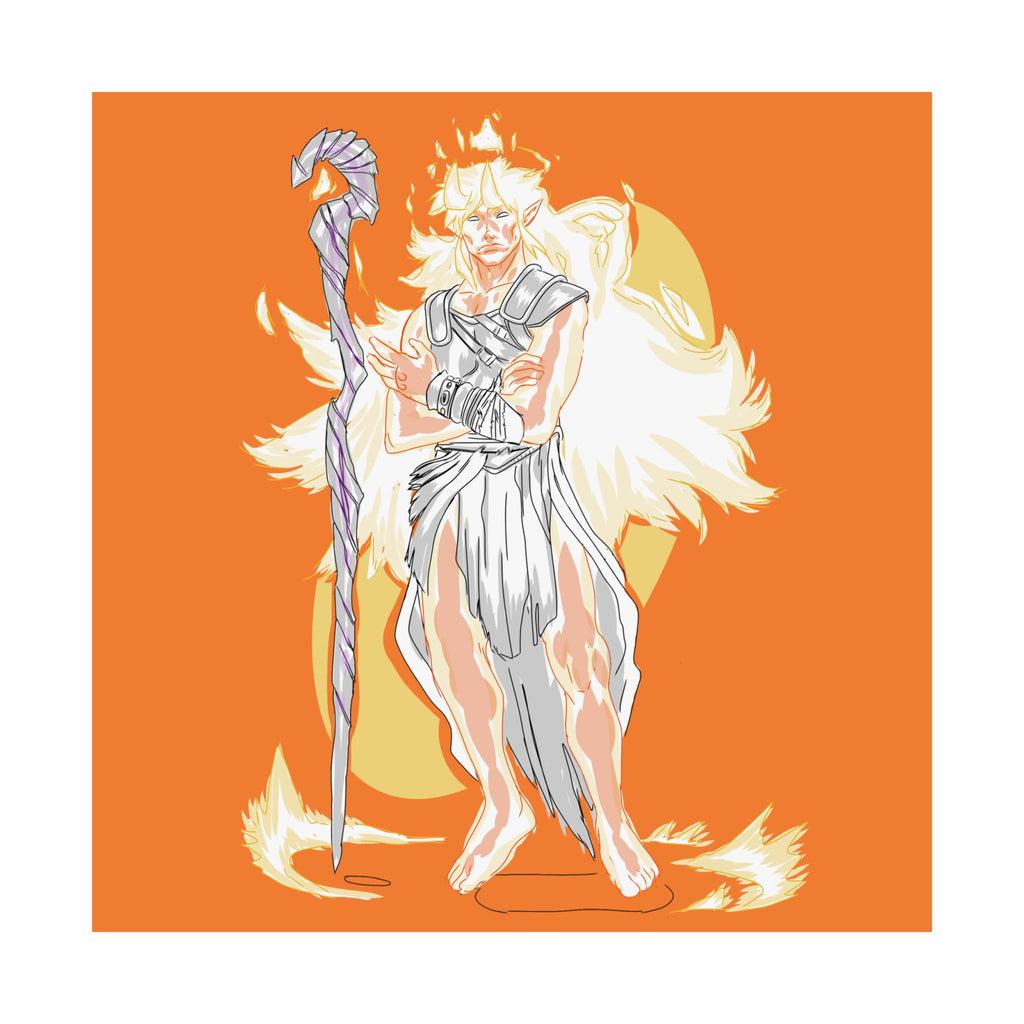 Flameborne Sorcerer — Matte Vertical Fantasy Wall Art