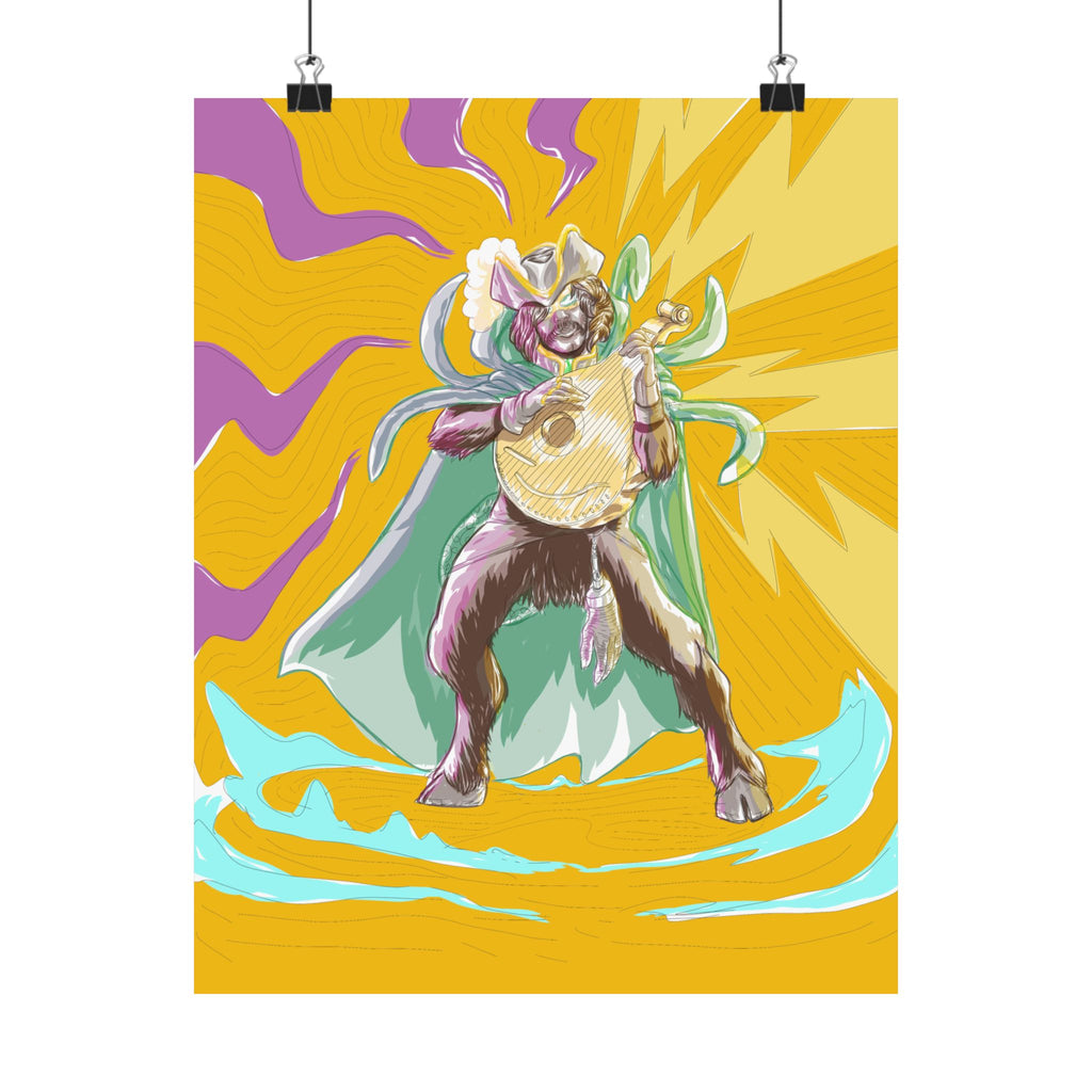 Satyr Ain't So — Vibrant Mythic Hero Matte Vertical Art Print