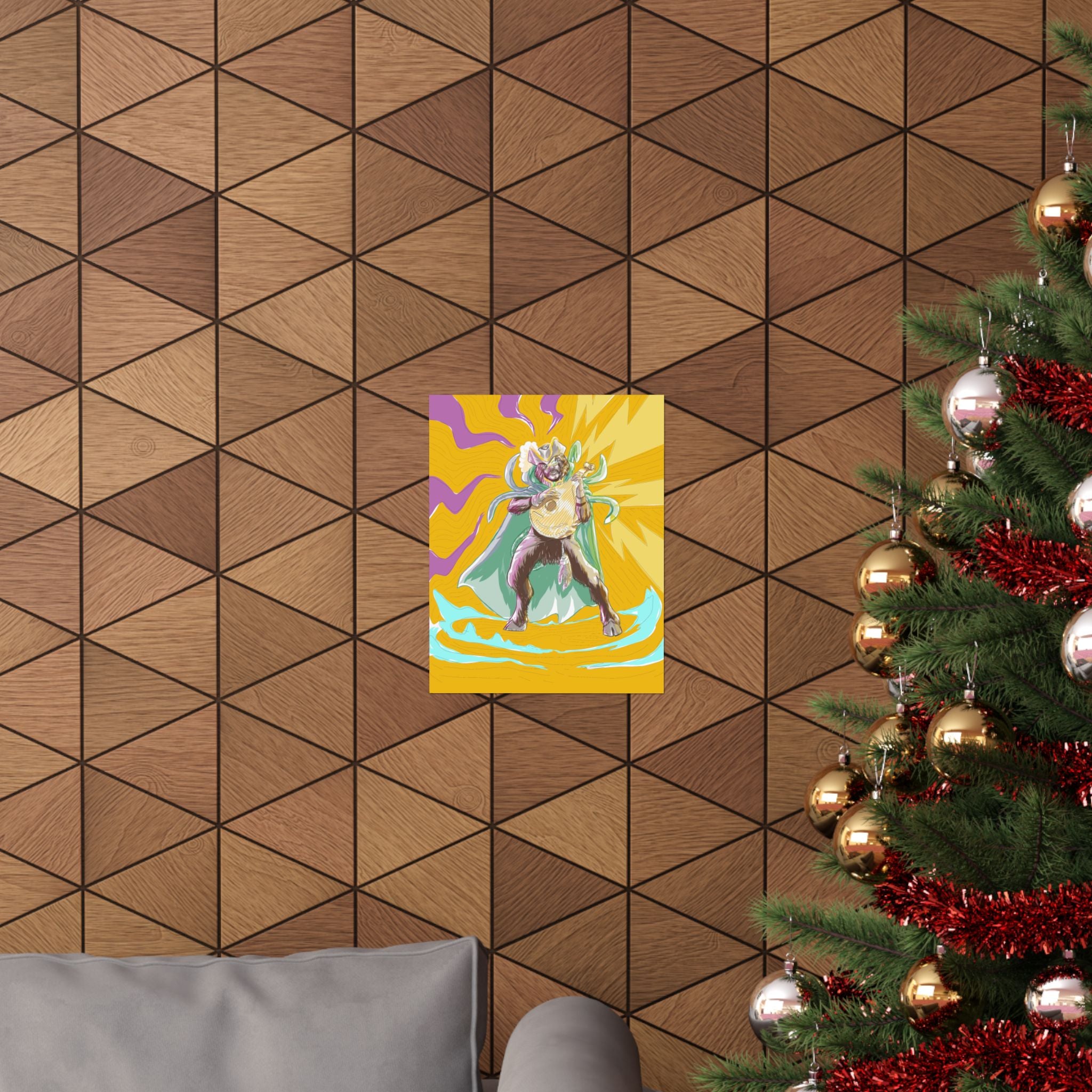 Satyr Ain't So — Vibrant Mythic Hero Matte Vertical Art Print