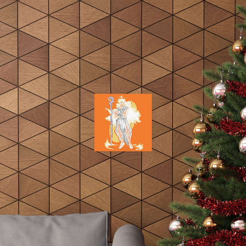 Flameborne Sorcerer — Matte Vertical Fantasy Wall Art