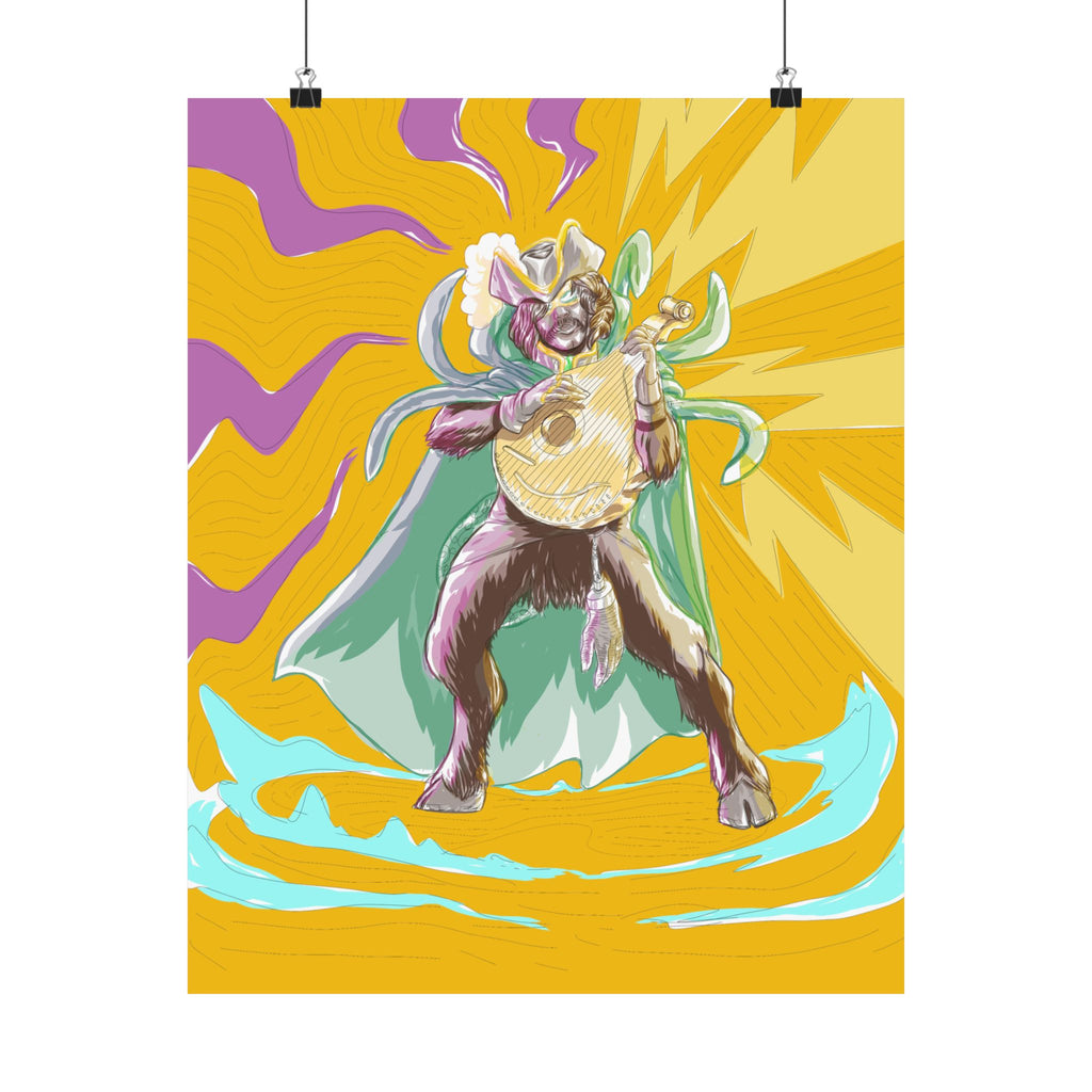 Satyr Ain't So — Vibrant Mythic Hero Matte Vertical Art Print