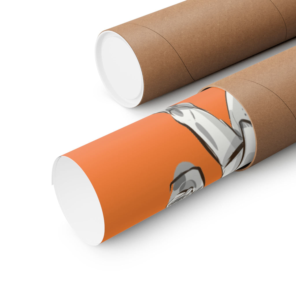 Sci‑Fantasy Warrior Poster — Orange Matte Vertical Art Print