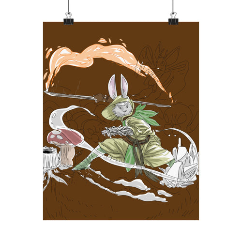 Bunny Monk Fantasy Poster — Matte Vertical Art Print