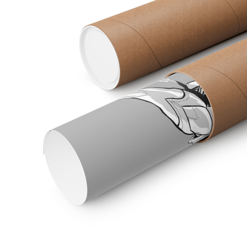 Mechanical Warrior Sketch Poster — Matte Horizontal Knight Sword & Shield Art Print