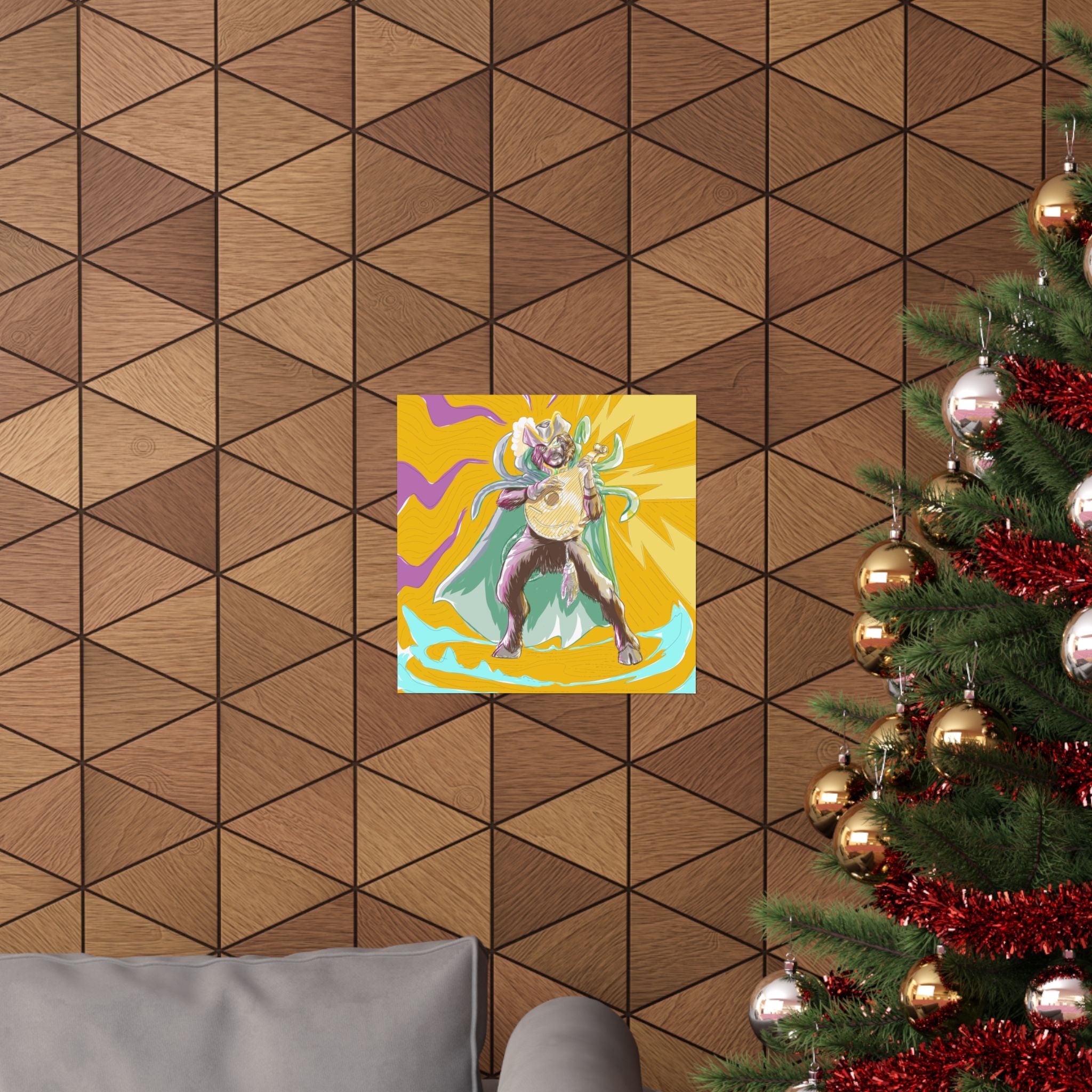 Satyr Ain't So — Vibrant Mythic Hero Matte Vertical Art Print