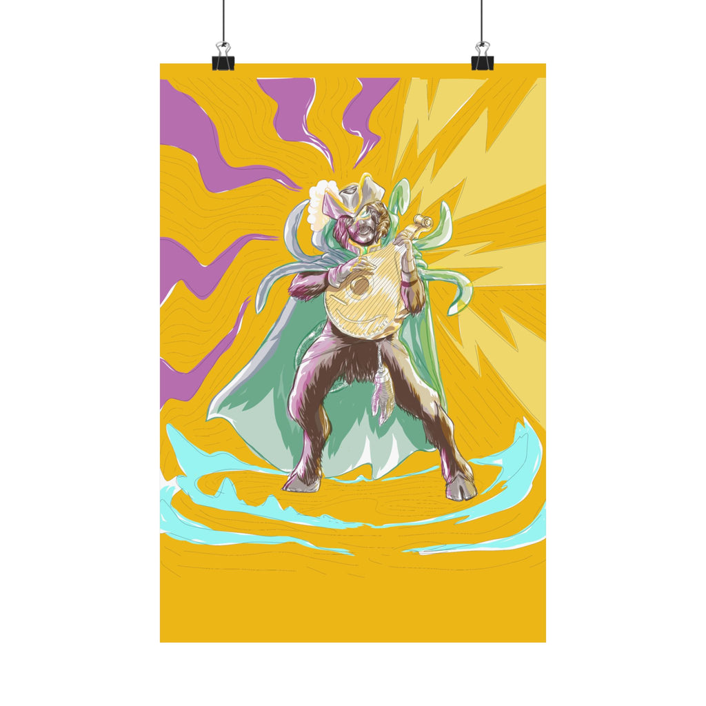 Satyr Ain't So — Vibrant Mythic Hero Matte Vertical Art Print