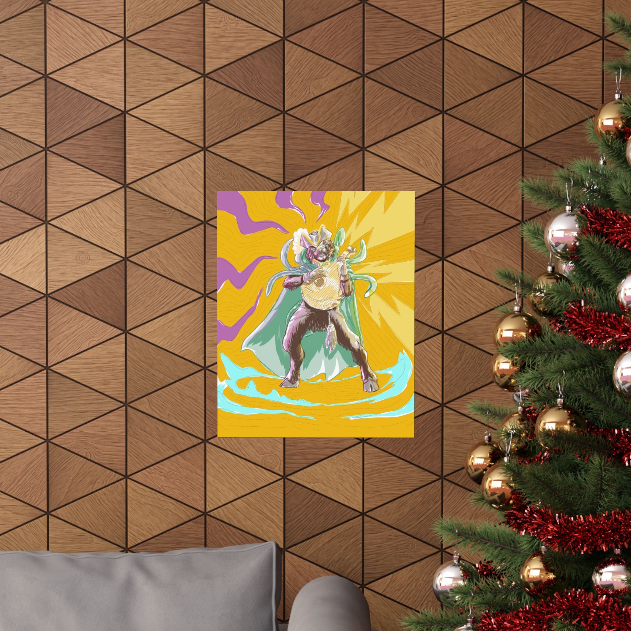 Satyr Ain't So — Vibrant Mythic Hero Matte Vertical Art Print