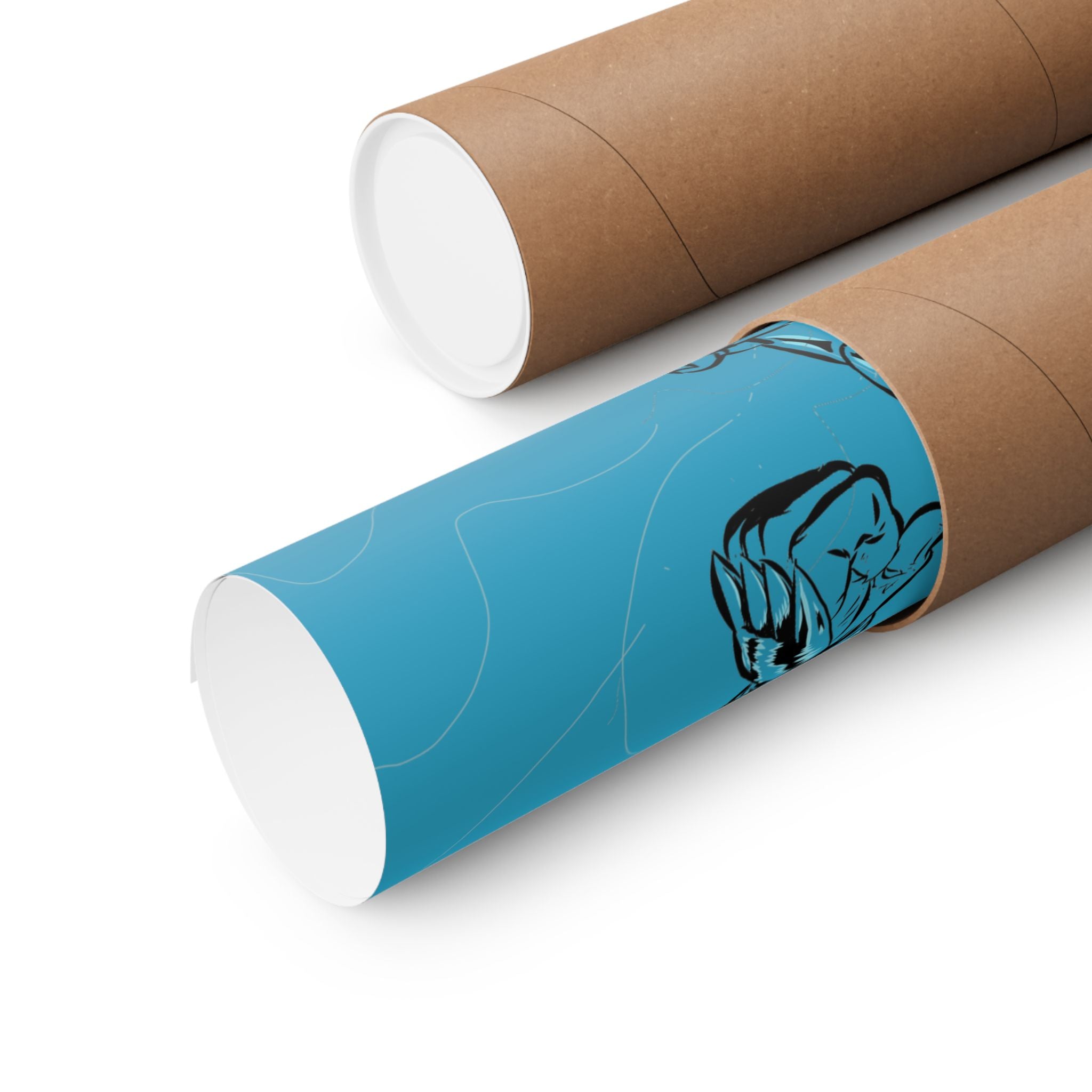 Dragonborne Warrior Matte Poster — Blue Fantasy Knight Art Print