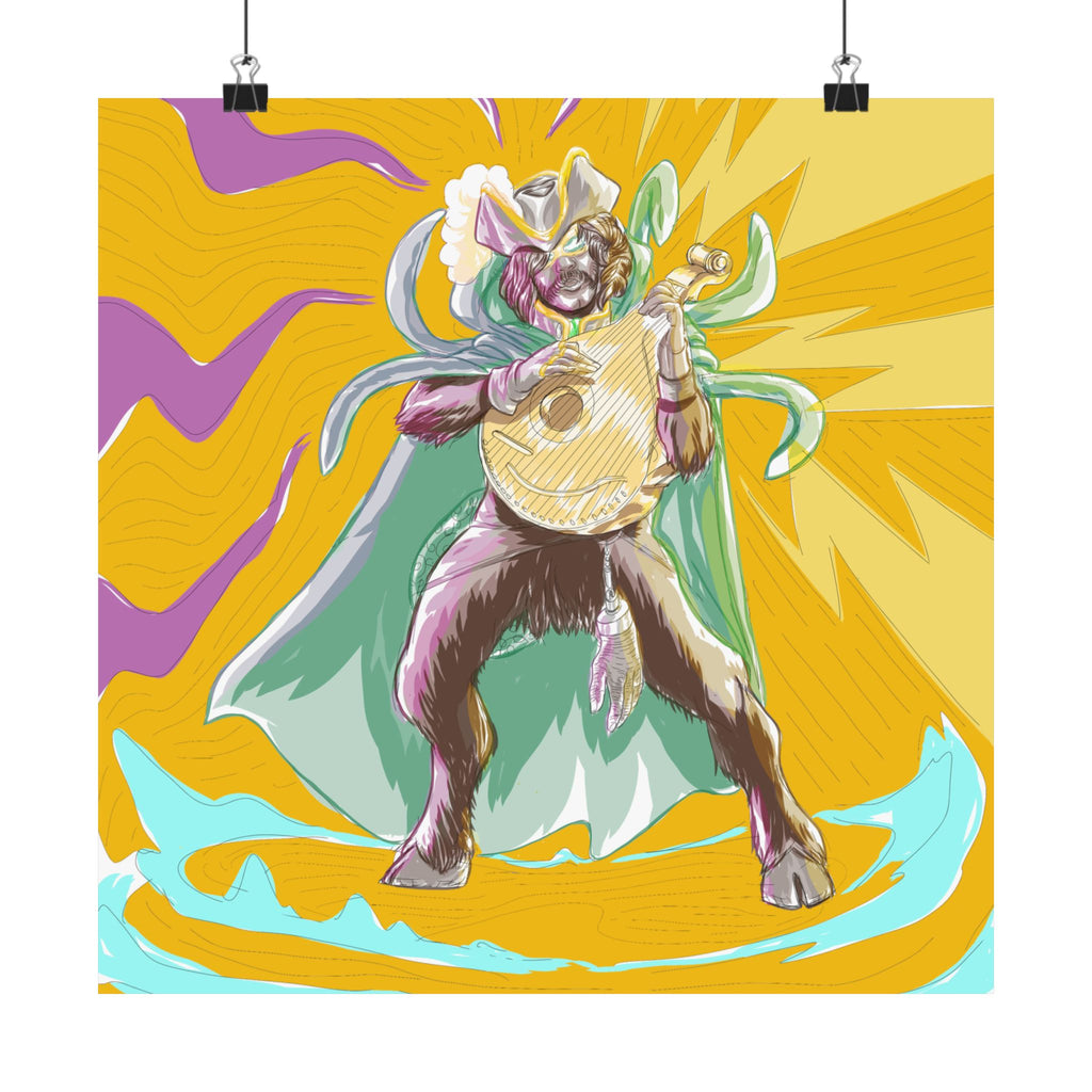 Satyr Ain't So — Vibrant Mythic Hero Matte Vertical Art Print