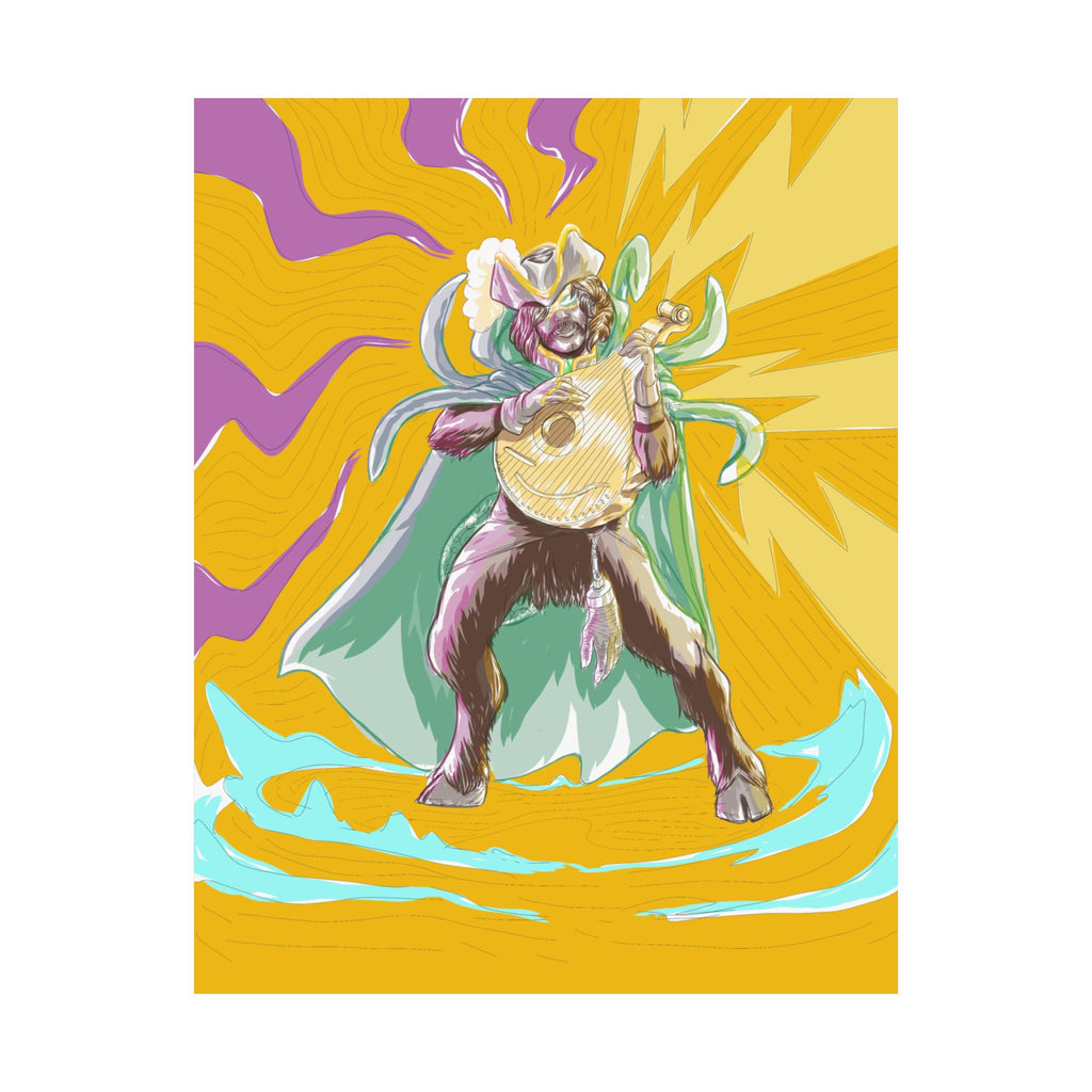 Satyr Ain't So — Vibrant Mythic Hero Matte Vertical Art Print