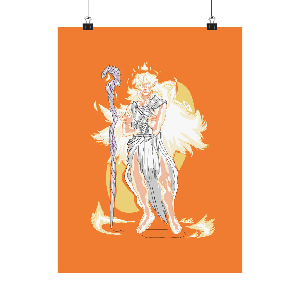 Flameborne Sorcerer — Matte Vertical Fantasy Wall Art