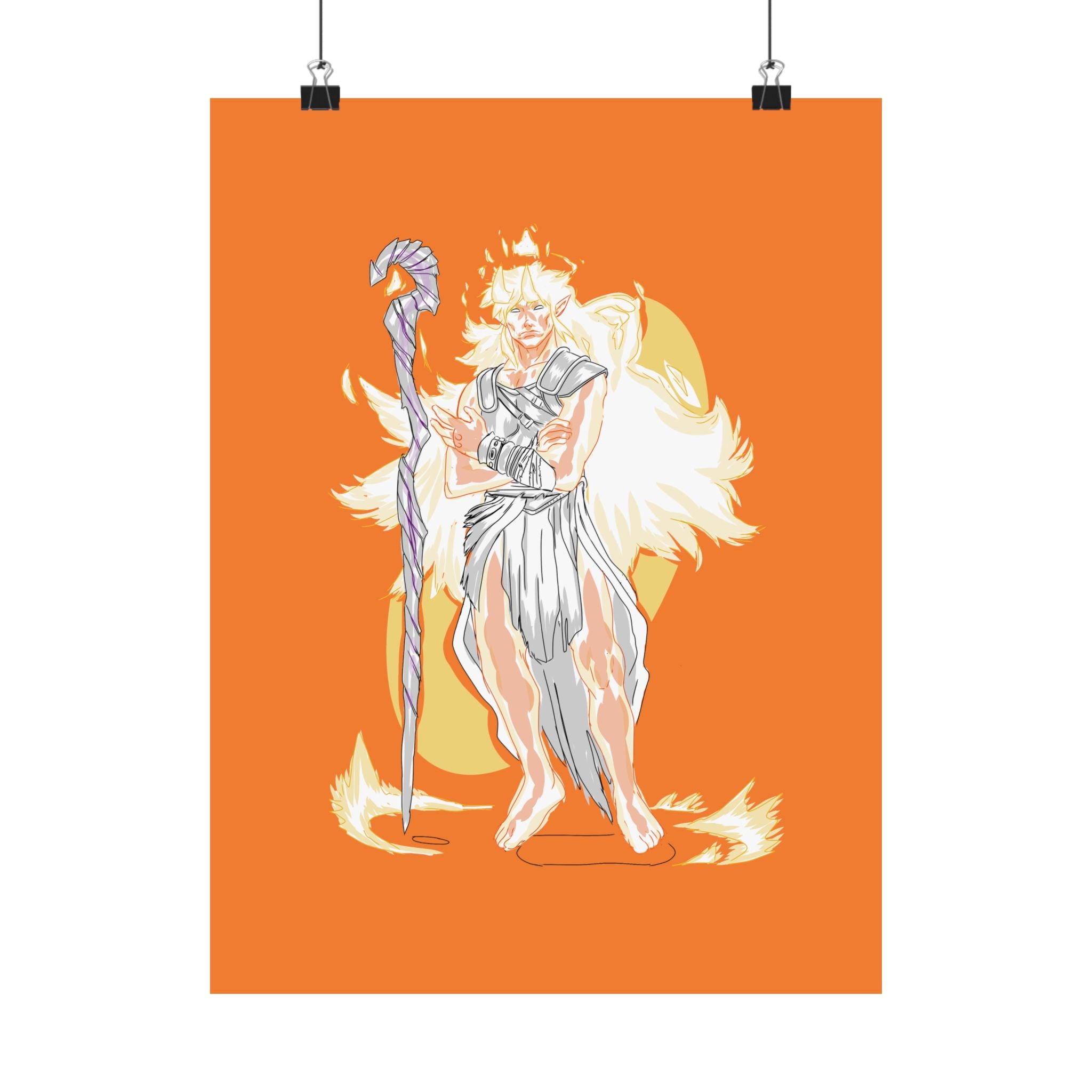 Flameborne Sorcerer — Matte Vertical Fantasy Wall Art