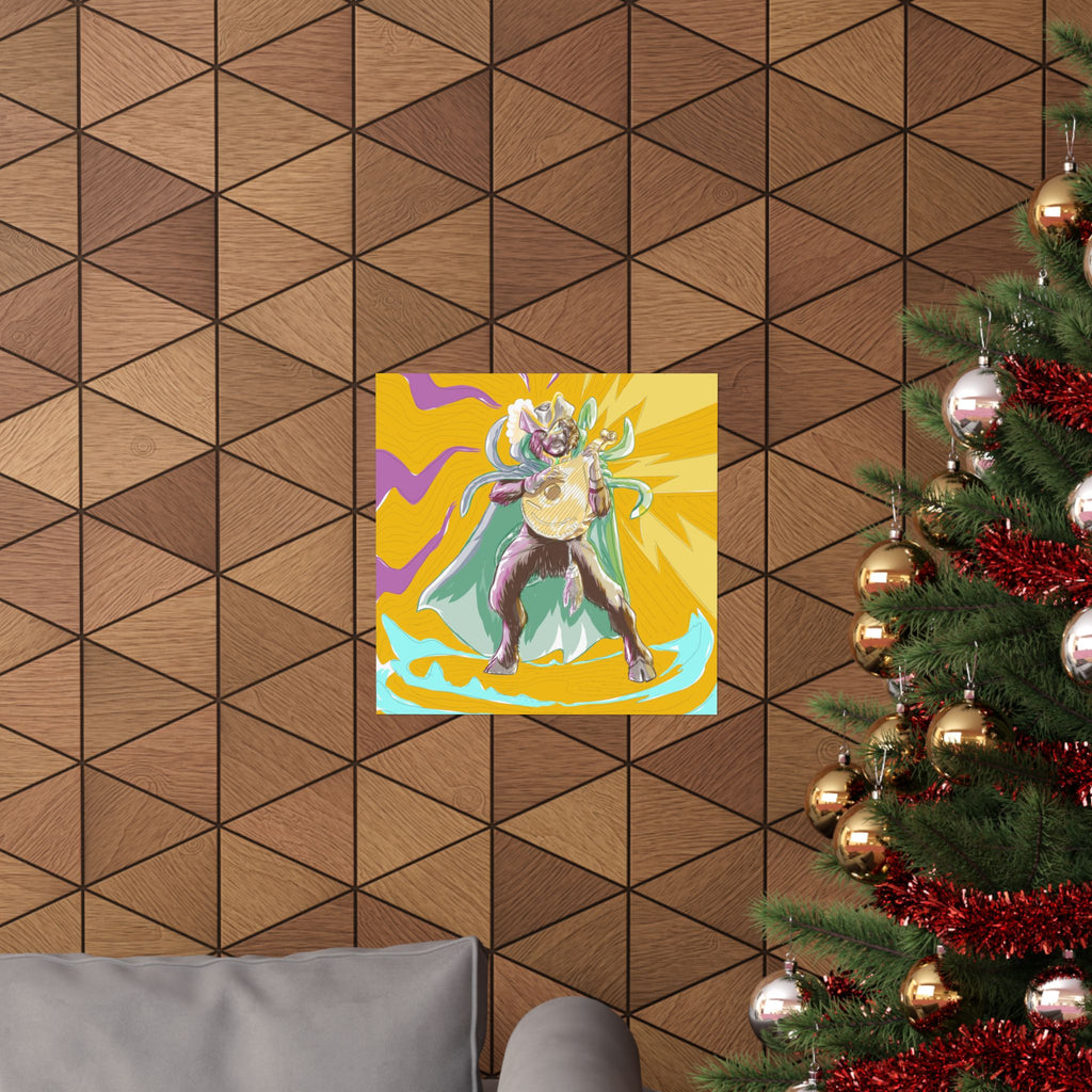 Satyr Ain't So — Vibrant Mythic Hero Matte Vertical Art Print