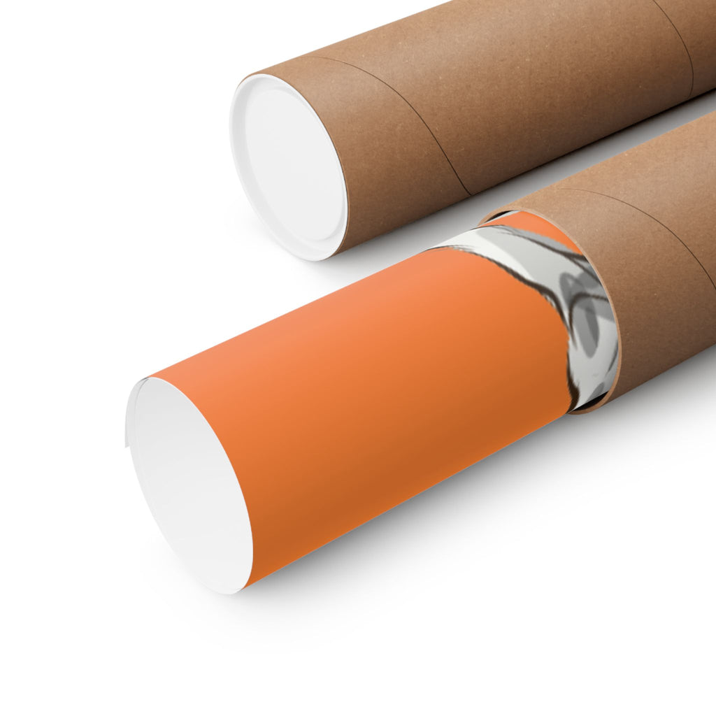 Sci‑Fantasy Warrior Poster — Orange Matte Vertical Art Print