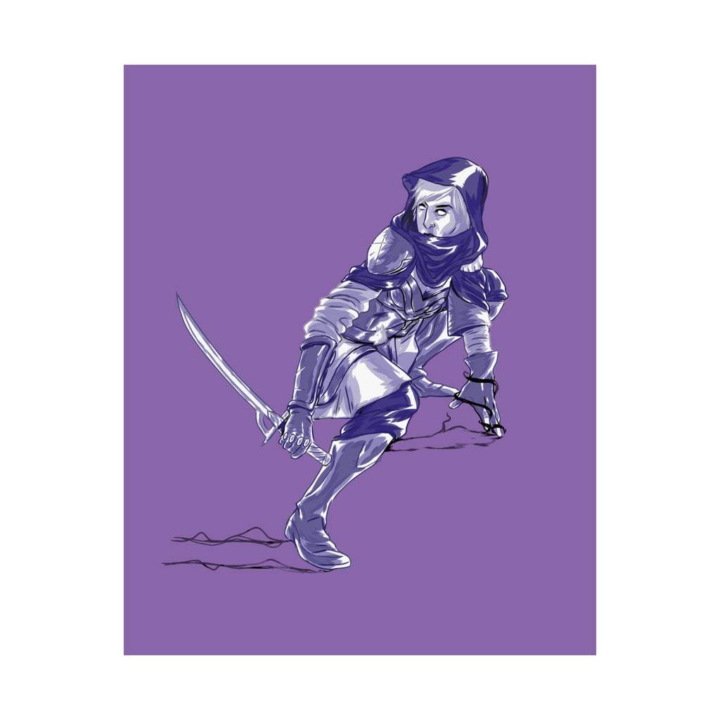 Female Assassin Matte Poster — Purple Fantasy Character Art