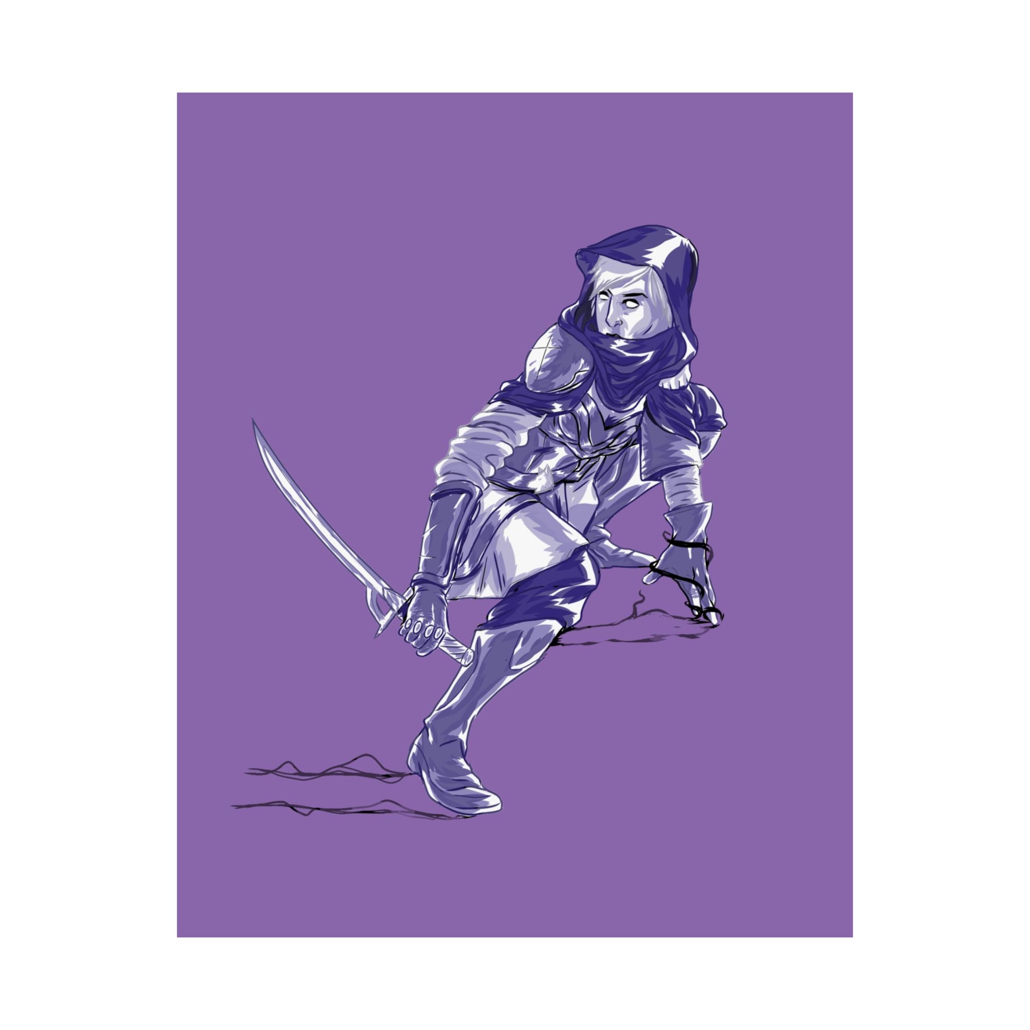 Female Assassin Matte Poster — Purple Fantasy Character Art