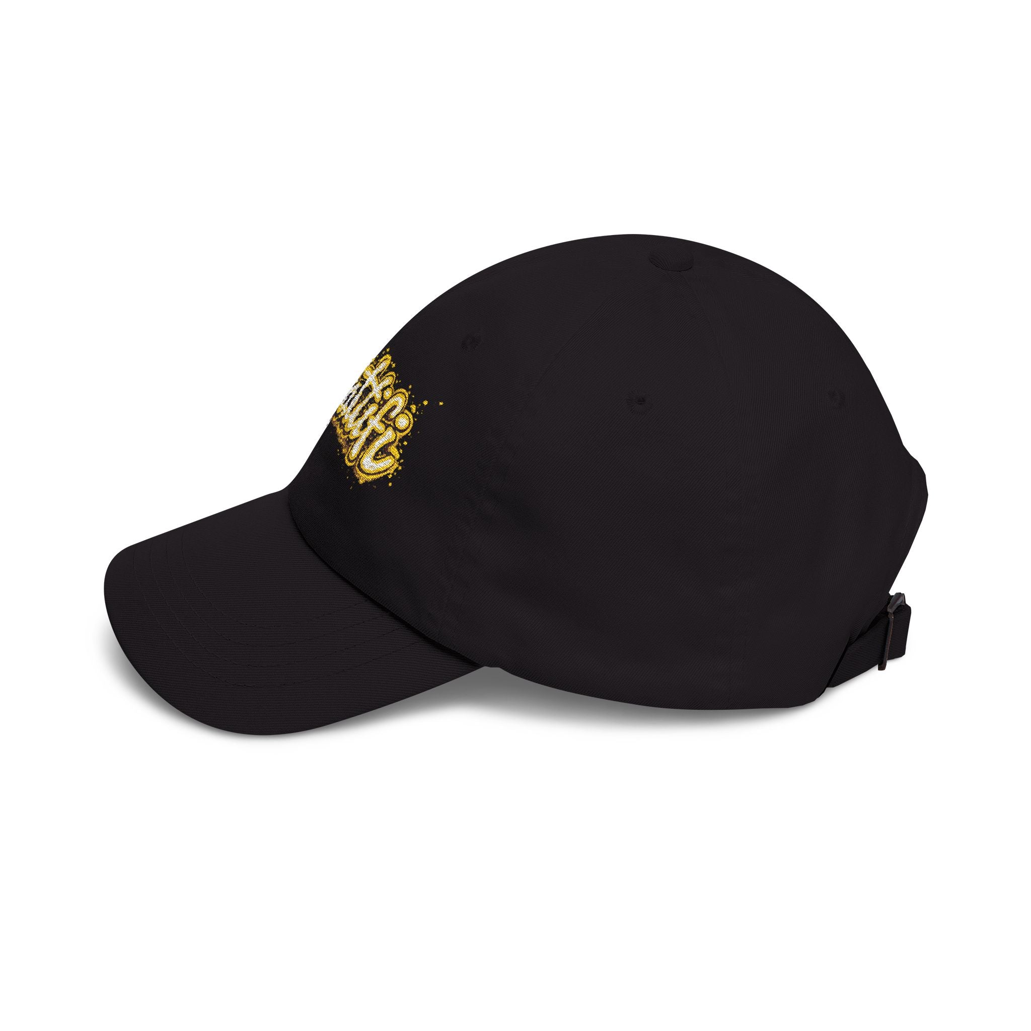 Gratitude Gold Script Dad Cap – White Embroidered 'Gratiti' Baseball Hat