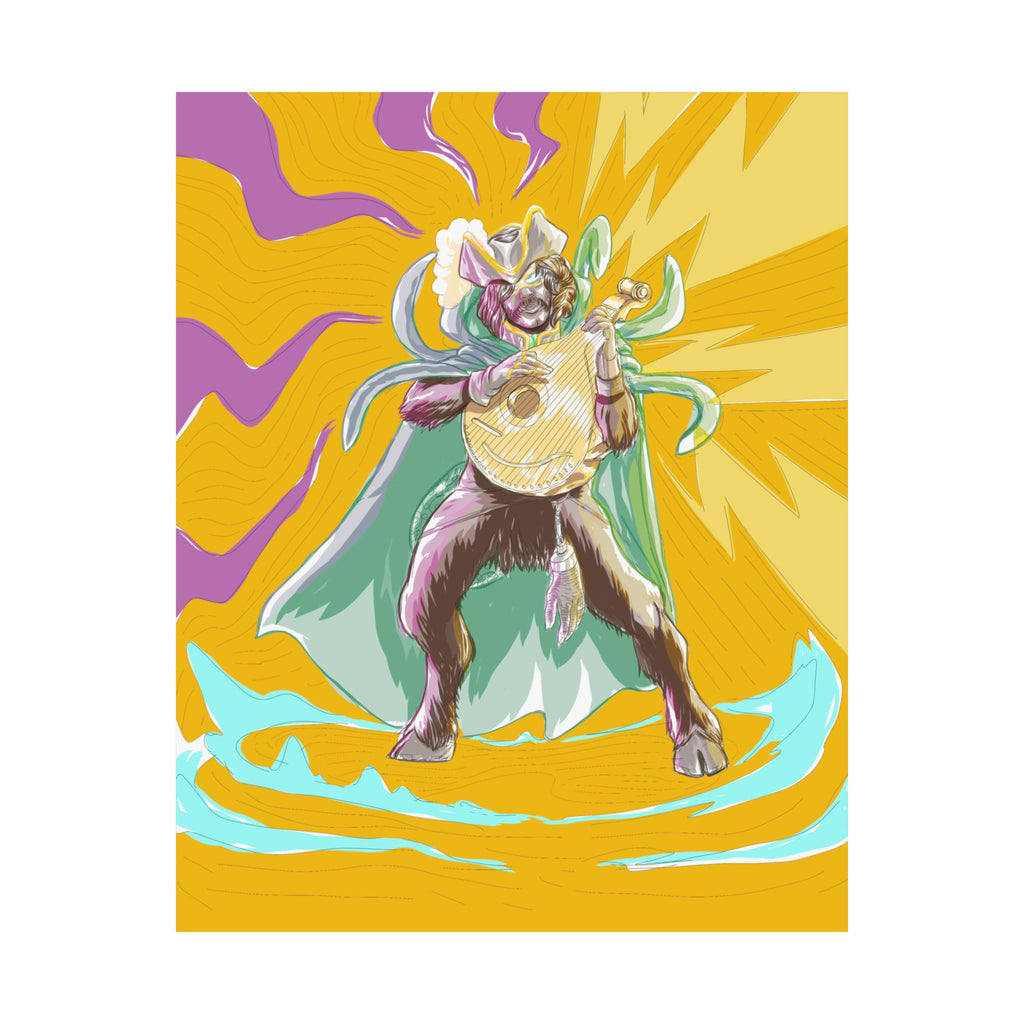 Satyr Ain't So — Vibrant Mythic Hero Matte Vertical Art Print