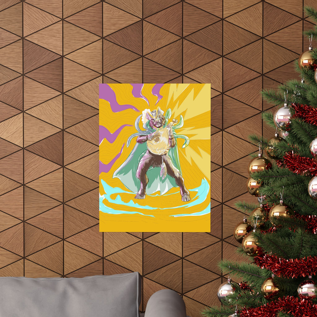 Satyr Ain't So — Vibrant Mythic Hero Matte Vertical Art Print