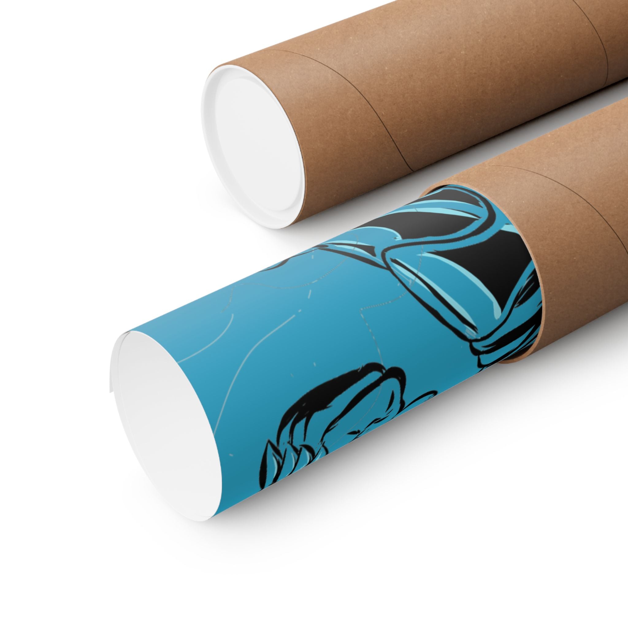 Dragonborne Warrior Matte Poster — Blue Fantasy Knight Art Print