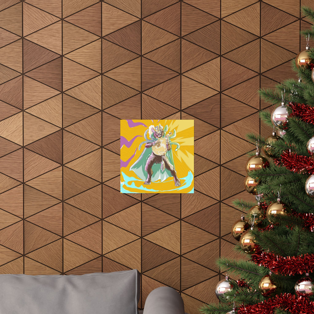 Satyr Ain't So — Vibrant Mythic Hero Matte Vertical Art Print