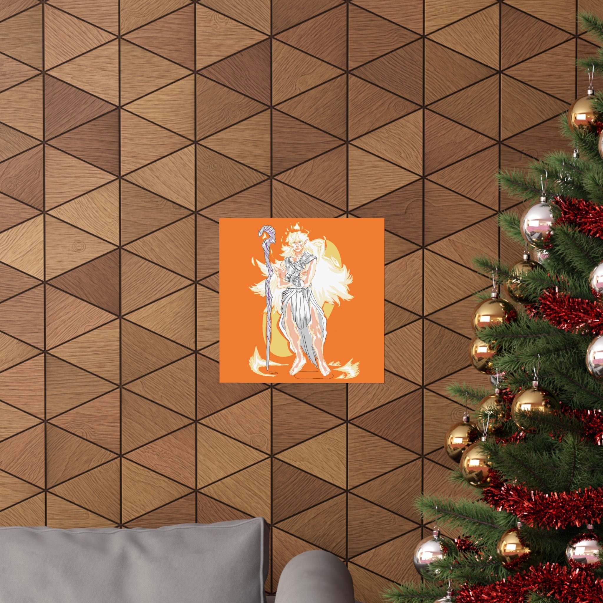 Flameborne Sorcerer — Matte Vertical Fantasy Wall Art