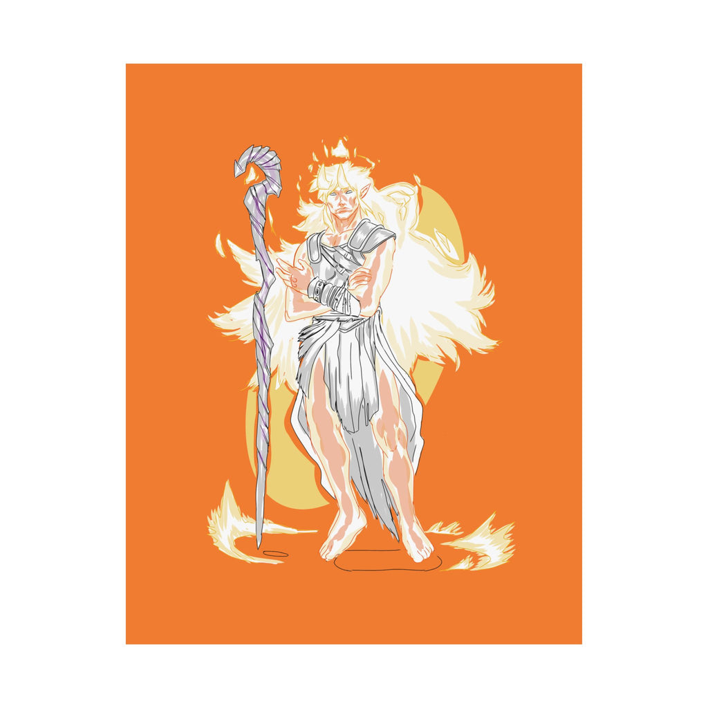 Flameborne Sorcerer — Matte Vertical Fantasy Wall Art