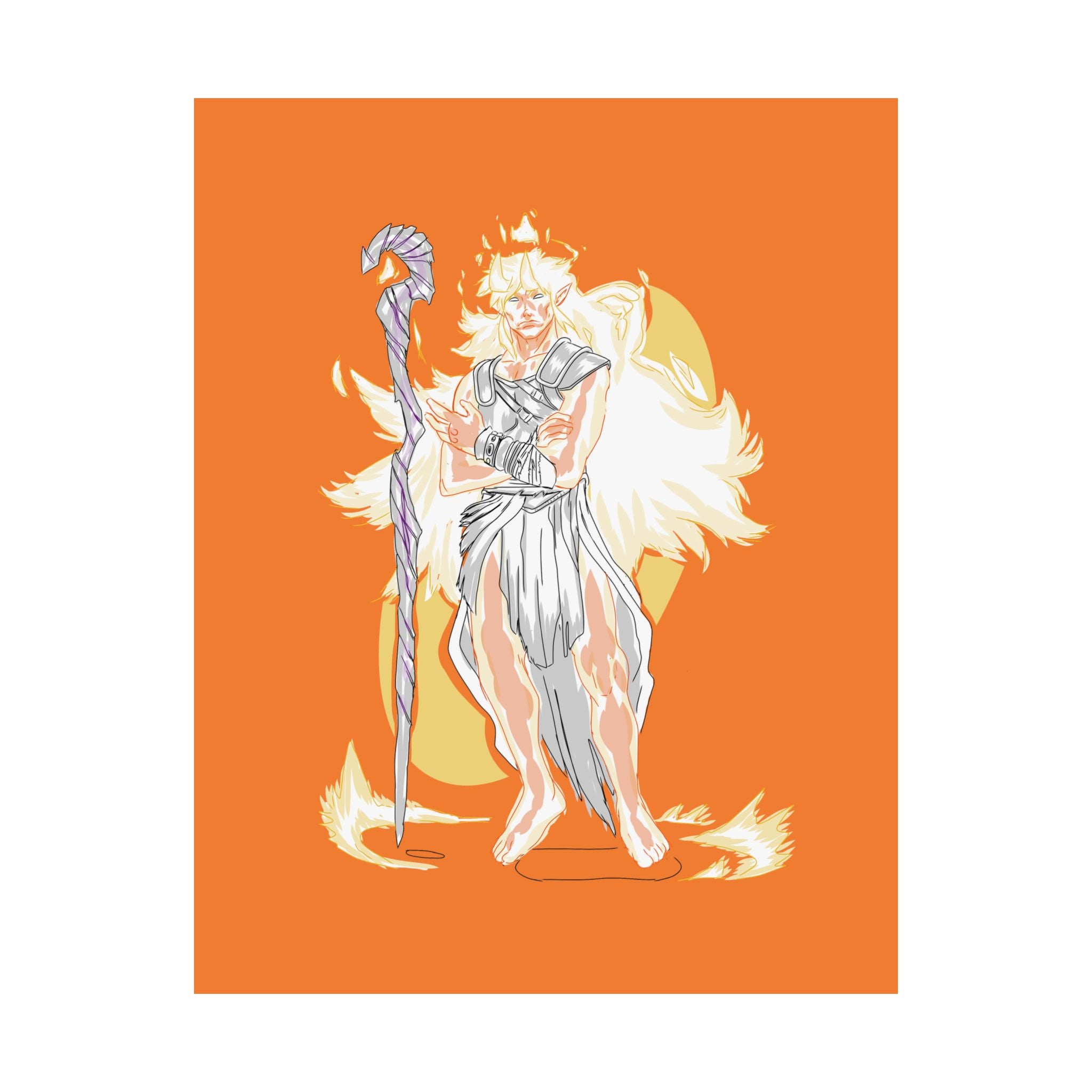 Flameborne Sorcerer — Matte Vertical Fantasy Wall Art