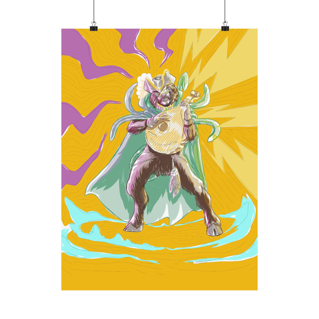 Satyr Ain't So — Vibrant Mythic Hero Matte Vertical Art Print