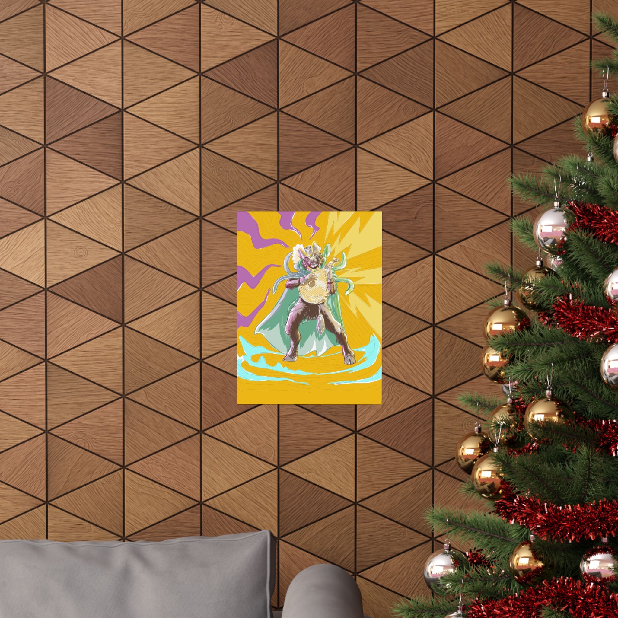 Satyr Ain't So — Vibrant Mythic Hero Matte Vertical Art Print