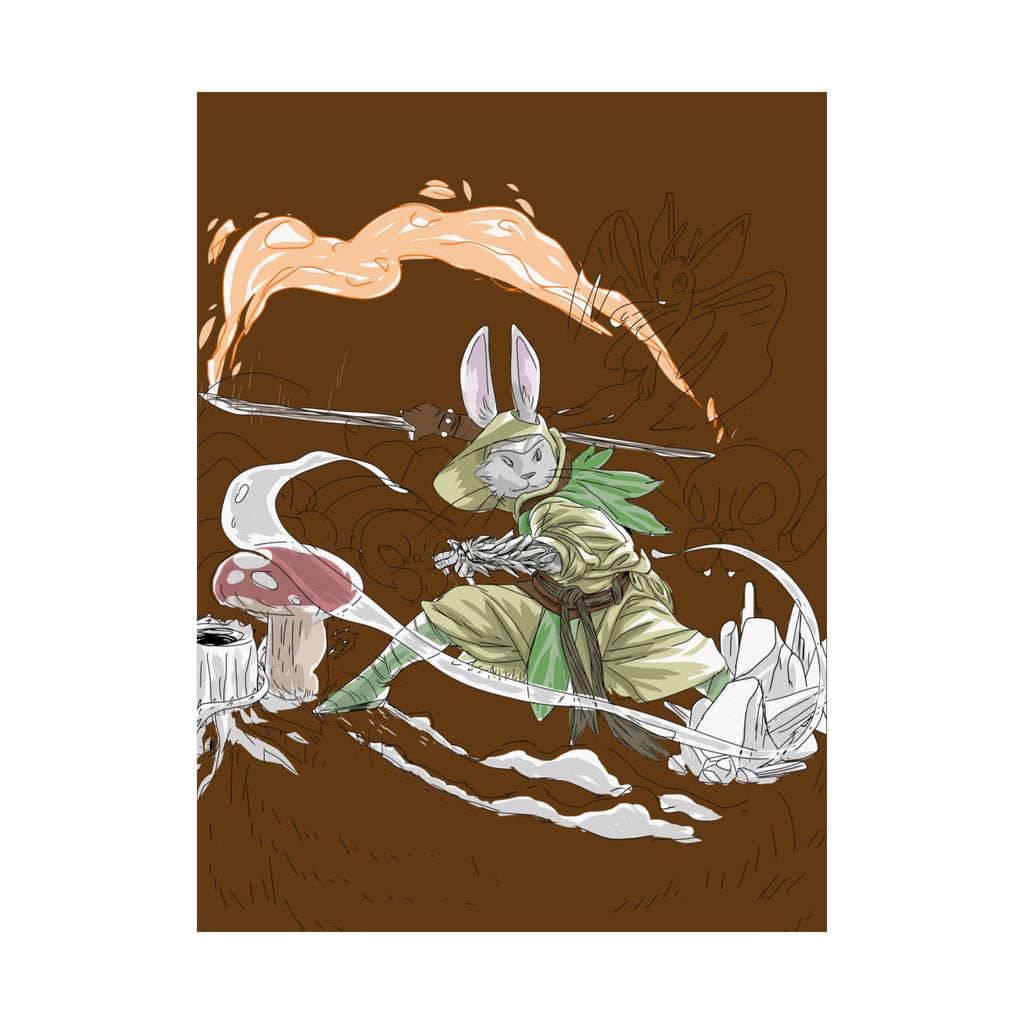 Bunny Monk Fantasy Poster — Matte Vertical Art Print