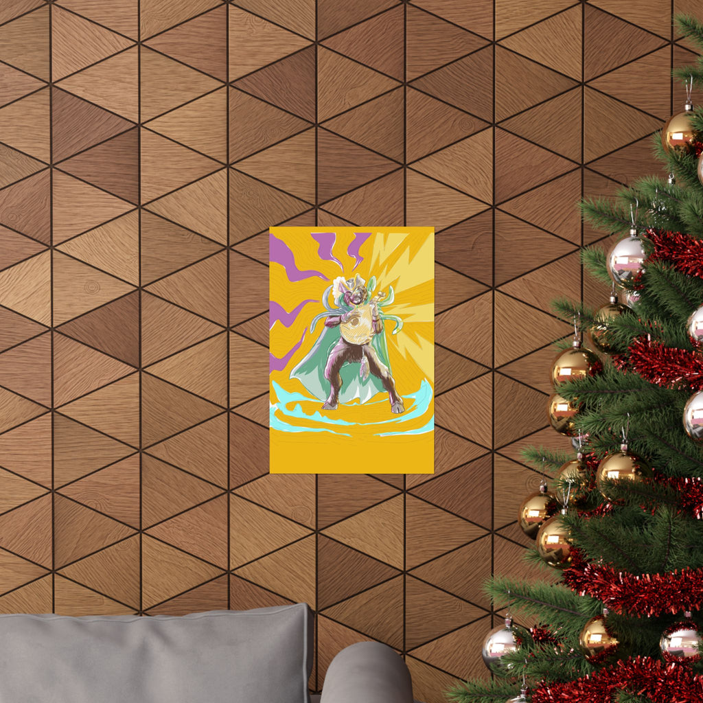 Satyr Ain't So — Vibrant Mythic Hero Matte Vertical Art Print