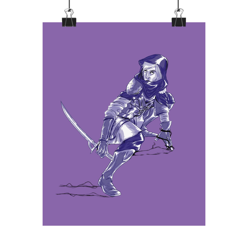 Female Assassin Matte Poster — Purple Fantasy Character Art