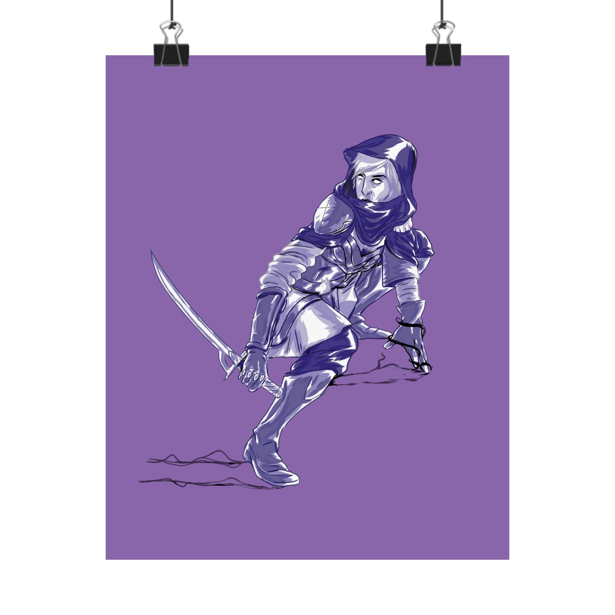 Female Assassin Matte Poster — Purple Fantasy Character Art