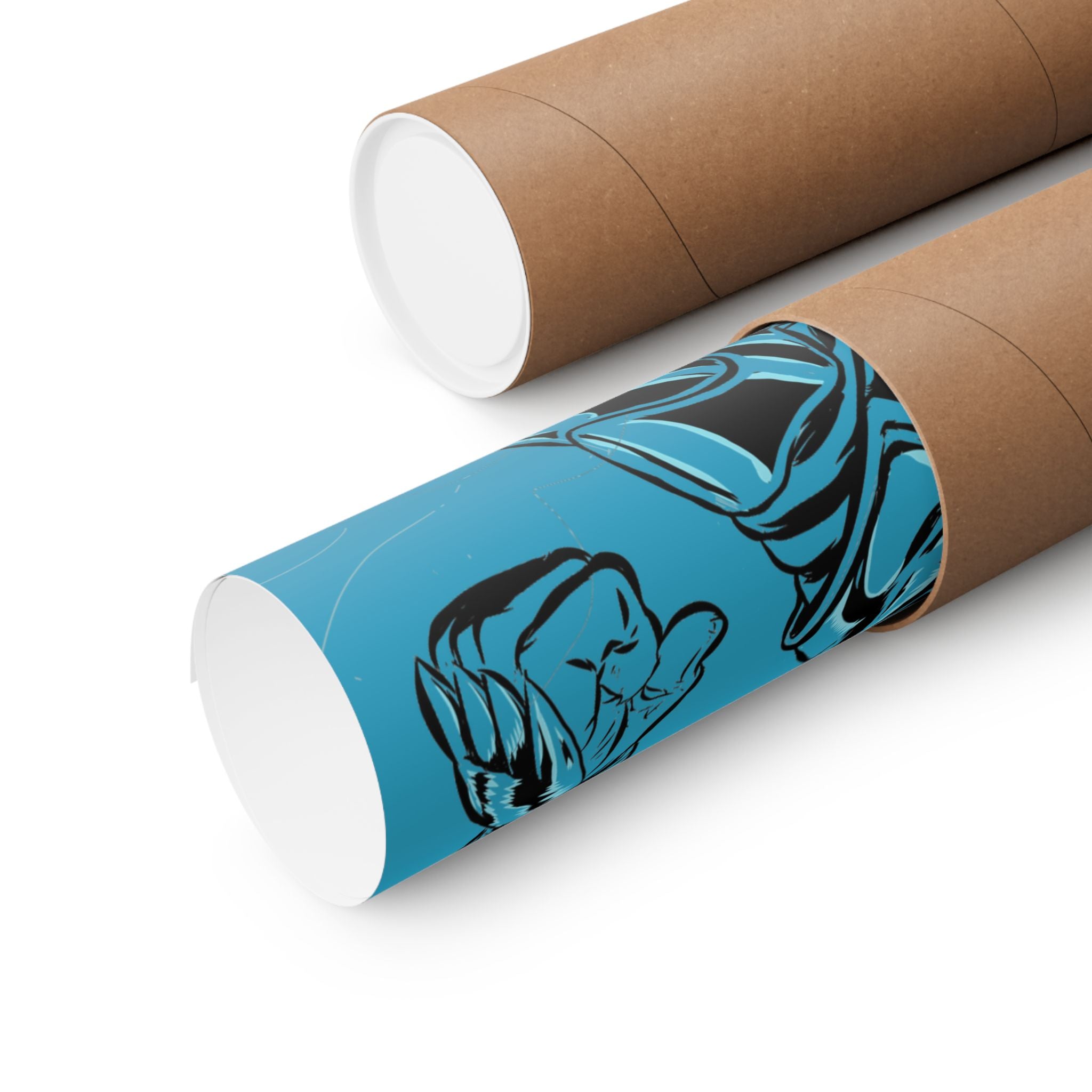 Dragonborne Warrior Matte Poster — Blue Fantasy Knight Art Print