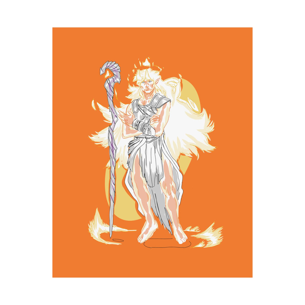 Flameborne Sorcerer — Matte Vertical Fantasy Wall Art