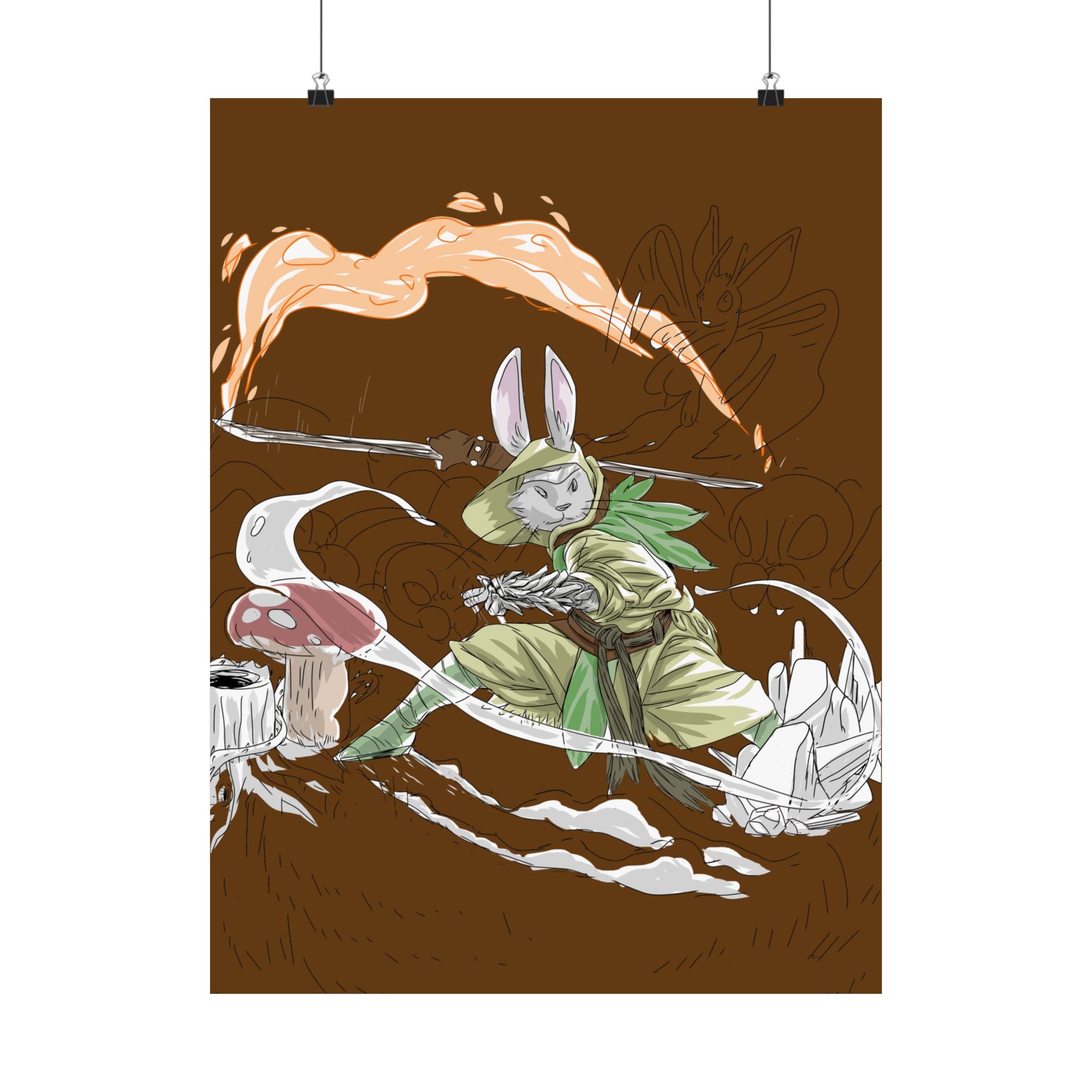 Bunny Monk Fantasy Poster — Matte Vertical Art Print