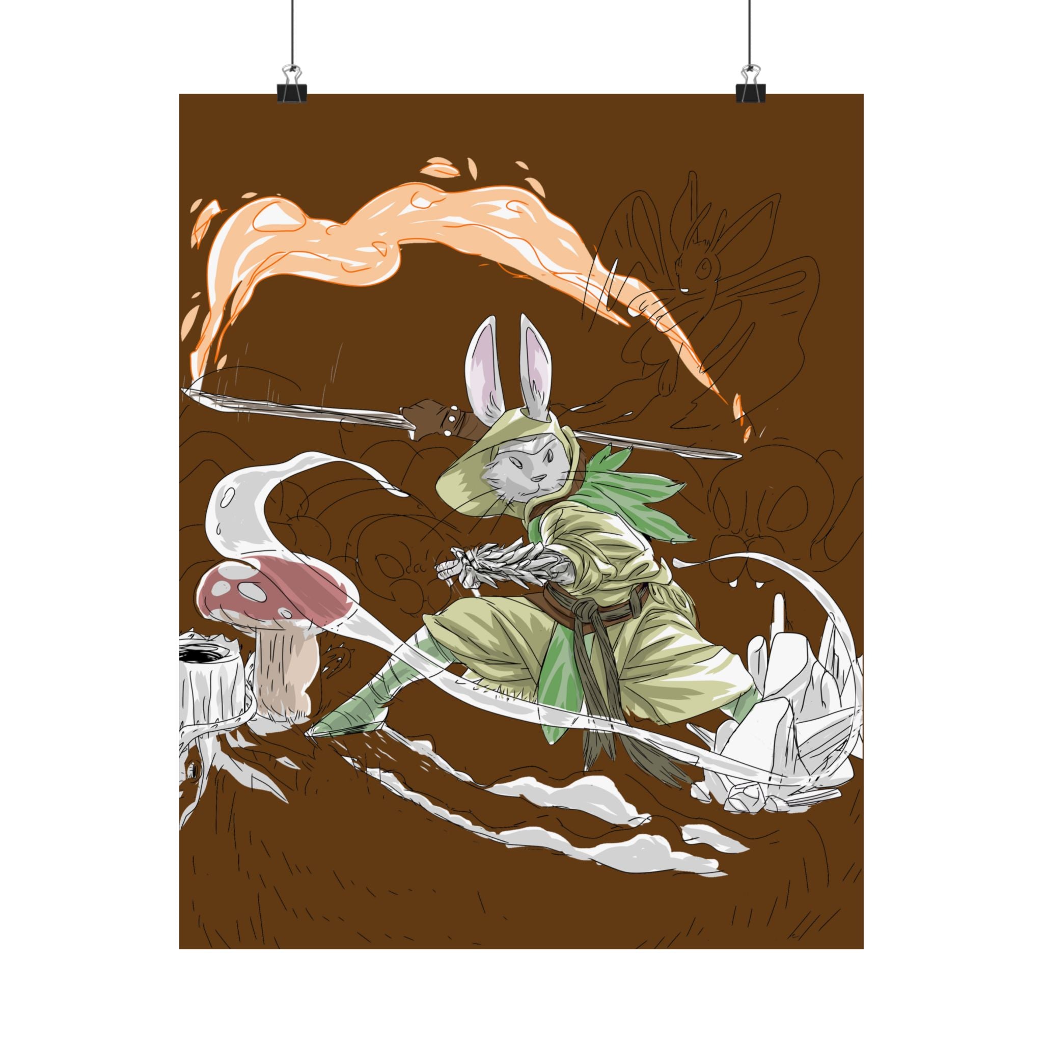 Bunny Monk Fantasy Poster — Matte Vertical Art Print